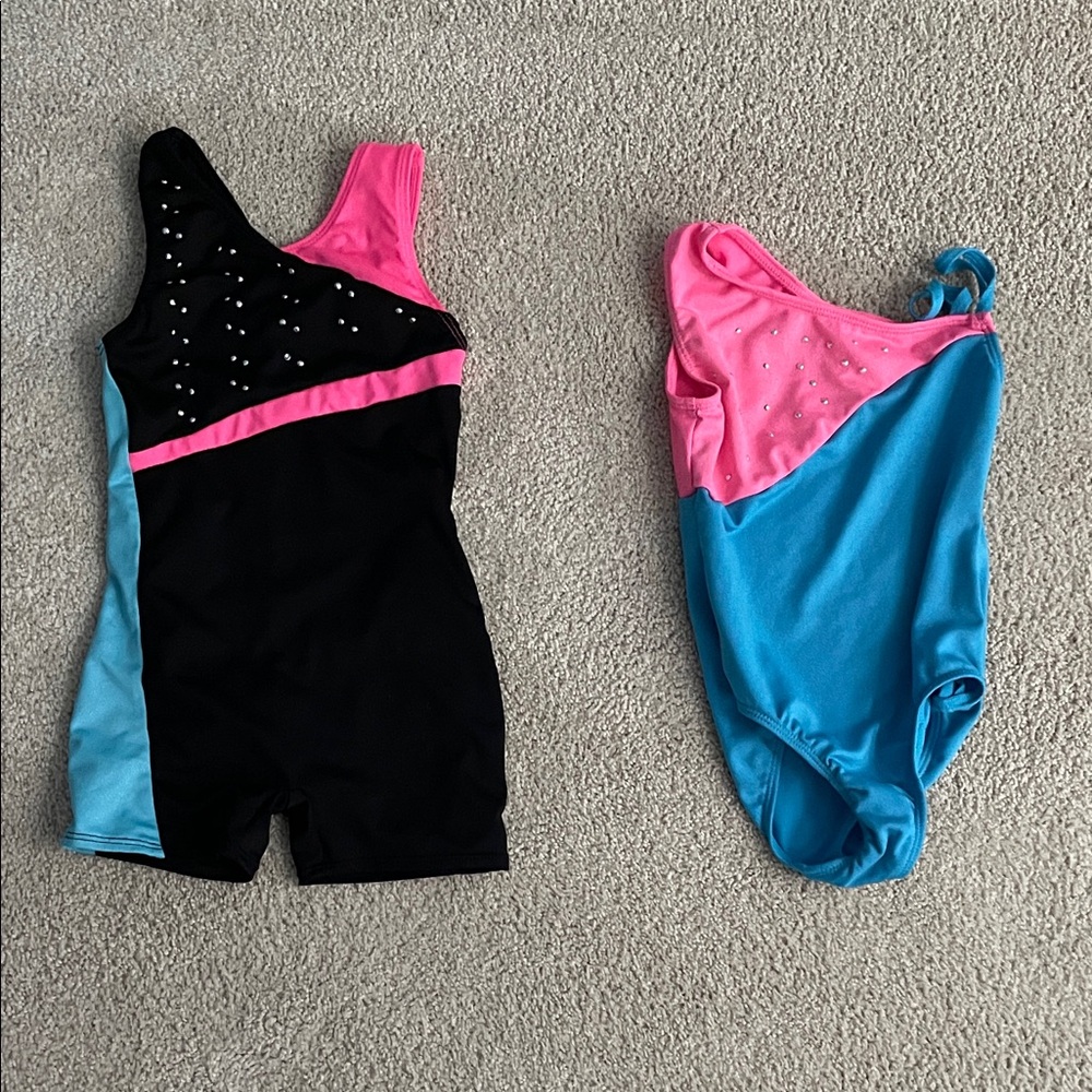 Set of 2 Freestyle by Danskin Pink/blue/black Kids One Piece Bodysuits, size 4/5